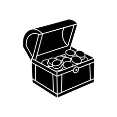 mini treasure chest with gold coins on white 