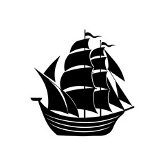 model ship with sails on white background  .svg