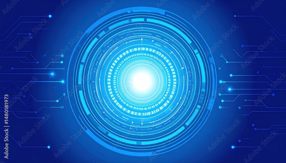 Poster futuristic abstract design with circular patterns and light effects