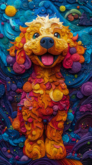 Fototapeta premium Whimsical Canine Creation: A Psychedelic Pup Portrait