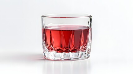 Fresh Red Drink in Crystal Glass on White Background
