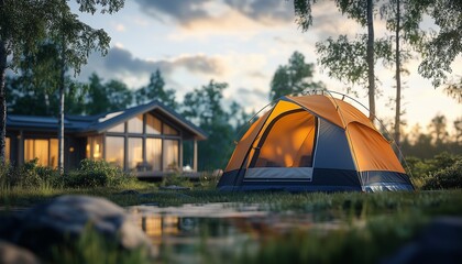 Camping, setting up a tent, camping in the middle of the forest, nature's child, camping on the river bank, camping in front of the house, camping on a hill, camping fun, camping on a mountain