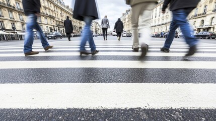 Fototapeta premium City pedestrians crossing street, blurred motion. Possible use Stock photo for city life, urban themes