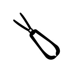 old fashioned ice tongs on white background