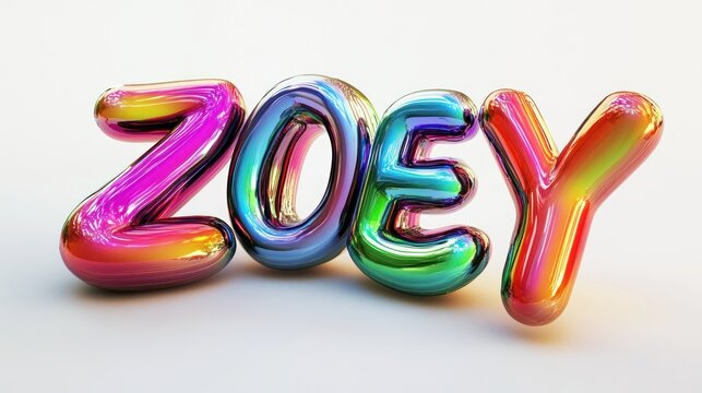Zoey name stylized with vibrant glossy inflatable 3D letter art