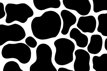 Seamless Cow Print Pattern – Black and White Animal Skin Texture. High-quality seamless cow print pattern with irregular black spots on a white background. Ideal for use in fashion design, textiles.
