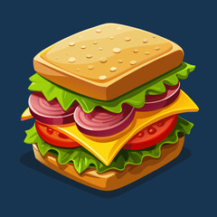 Delicious Square Sandwich with Lettuce Tomato Onion and Cheese