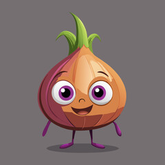 Happy Cartoon Onion Character Illustration for Kids