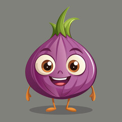 Happy Cartoon Red Onion Character Illustration