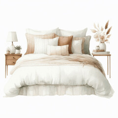 Bedscape in Bloom bed dressed isolated watercolor vector illustration svg