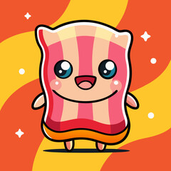 Cute Cartoon Bacon Character Illustration Design