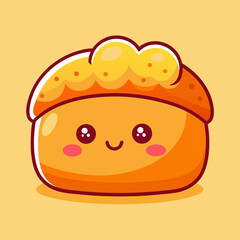 Cute Cartoon Bread Character Illustration Design