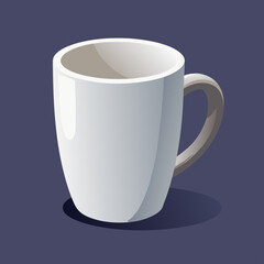 Empty White Coffee Mug on Dark Background Simple Illustration