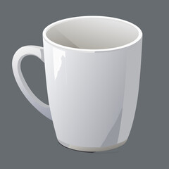 Empty White Ceramic Mug on Gray Background Mockup