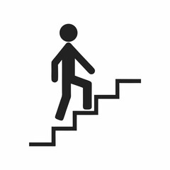 Minimalist Person Climbing Stairs vector Illustration.