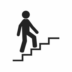 Minimalist Person Climbing Stairs vector Illustration.