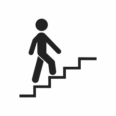Minimalist Person Climbing Stairs vector Illustration.