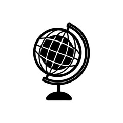 small globe with metal stand on white background   