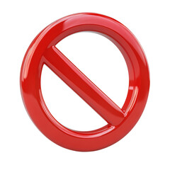 Red prohibition sign isolated on transparent background