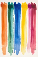 Naklejka premium Watercolor strokes on paper forming rainbow spectrum art, abstract painting close-up, vibrant colors, artistic expression, studio shot