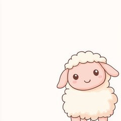 Fototapeta premium Cute Lamb Character Peeking from Side with Copy Space