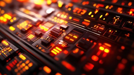 Obraz premium Abstract Technology Background with Glowing Orange Elements