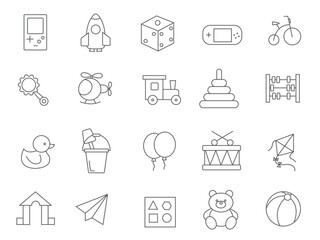 Toys in an organized grid