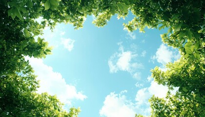 Sunlight through leaves, bright sky