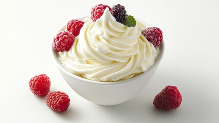 A tall glass filled with creamy vanilla ice cream topped with a rich, dark berry sauce and fresh blackberries.