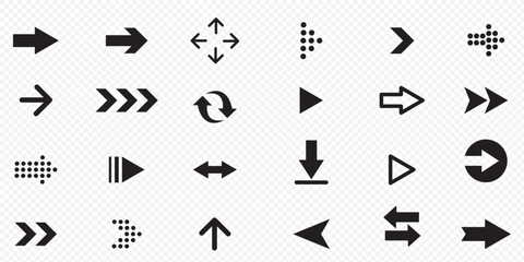 Different cursor arrow direction symbols, Arrows set, Arrow icon, Arrow black colored.