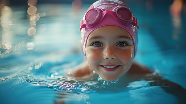 Child swimmer in pool