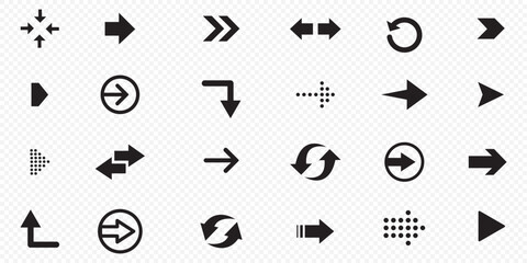 Arrow icon set cursor arrow up down and symbol icons. Modern simple solid arrows collection web design . Arrow icon set. Arrow. Cursor. Collection different arrow signs. Black arrows icons. 