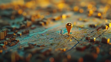 Close-up of a map focusing on Washington, D.C., with a wooden pushpin marking the location.