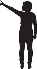  vector silhouette back view of a woman finger to the side