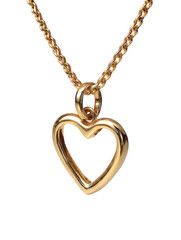 Gold Chain Necklace with Heart-Shaped Locket for Women Isolated on Transparent Background

