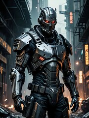 Fototapeta premium robot soldier saluting