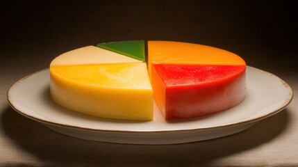 Colorful Slices of Gelatin Dessert on Plate Displayed in Glow Light