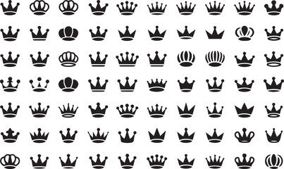 Crown Icons Set Crown Symbol Collection Vector Illustration