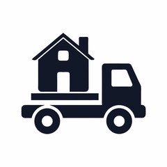 Readymade house shifting on track Vector Design.