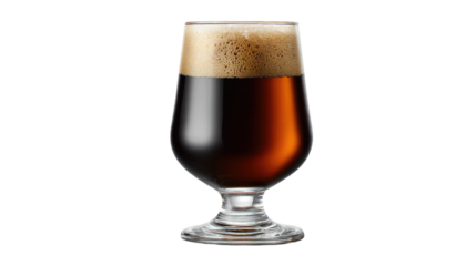 Dark Ale in a Glass: A glass of dark ale with a rich, foamy head.  The dark amber hue and the subtle hint of bubbles invite you to savor its deep and complex flavors.  