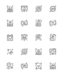 Business data analytics line icons collection