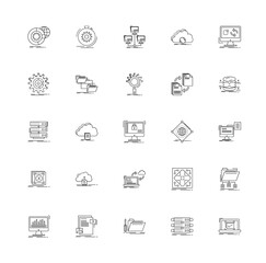 Data processing icons in linear design