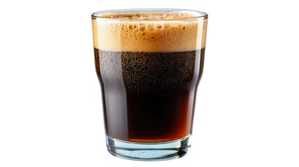 Espresso Delight: A close-up of a rich, dark espresso drink with a thick, velvety crema, presented in a clear glass, inviting you to take a sip and savor its aroma. 