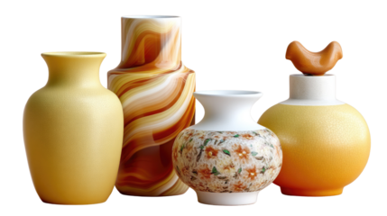Decorative Pottery Vessels: A collection of elegantly designed ceramic vases of varying shapes, colors, and patterns, offering a diverse range of artistic expression and home décor possibilities.