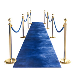 Elegant Blue Carpet Runway with Gold Stanchions