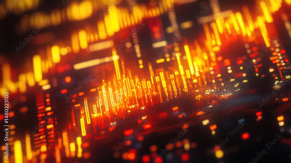 Leinwandbilder Abstract digital background with colorful sound wave patterns and lines