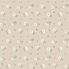 Beautiful floral pattern in small flowers. Small floral flowers. Seamless pattern background. Ditsy print. Floral seamless background. Elegant flowers template for wall decor, wallpaper, cards.