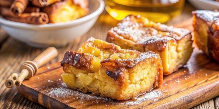 Golden French Toast Squares with Powdered Sugar and a Hint of Cinnamon