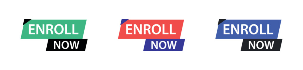 Enroll Now Ribbon Banner Set, Course Registration Call to Action Badge, Sign-Up Button Graphics, Learning Platform UI Elements, Education Marketing Labels, Online Enrollment Vector Pack