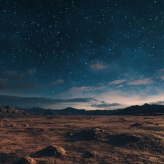 Obraz premium Breathtaking Night Sky Over Desert Landscape
